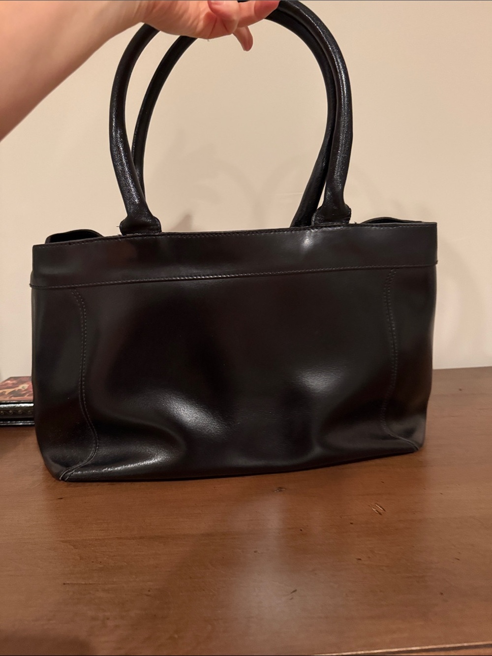 Furla Classic Black Leather Tote with Buckle Detail - Picture 3 of 16